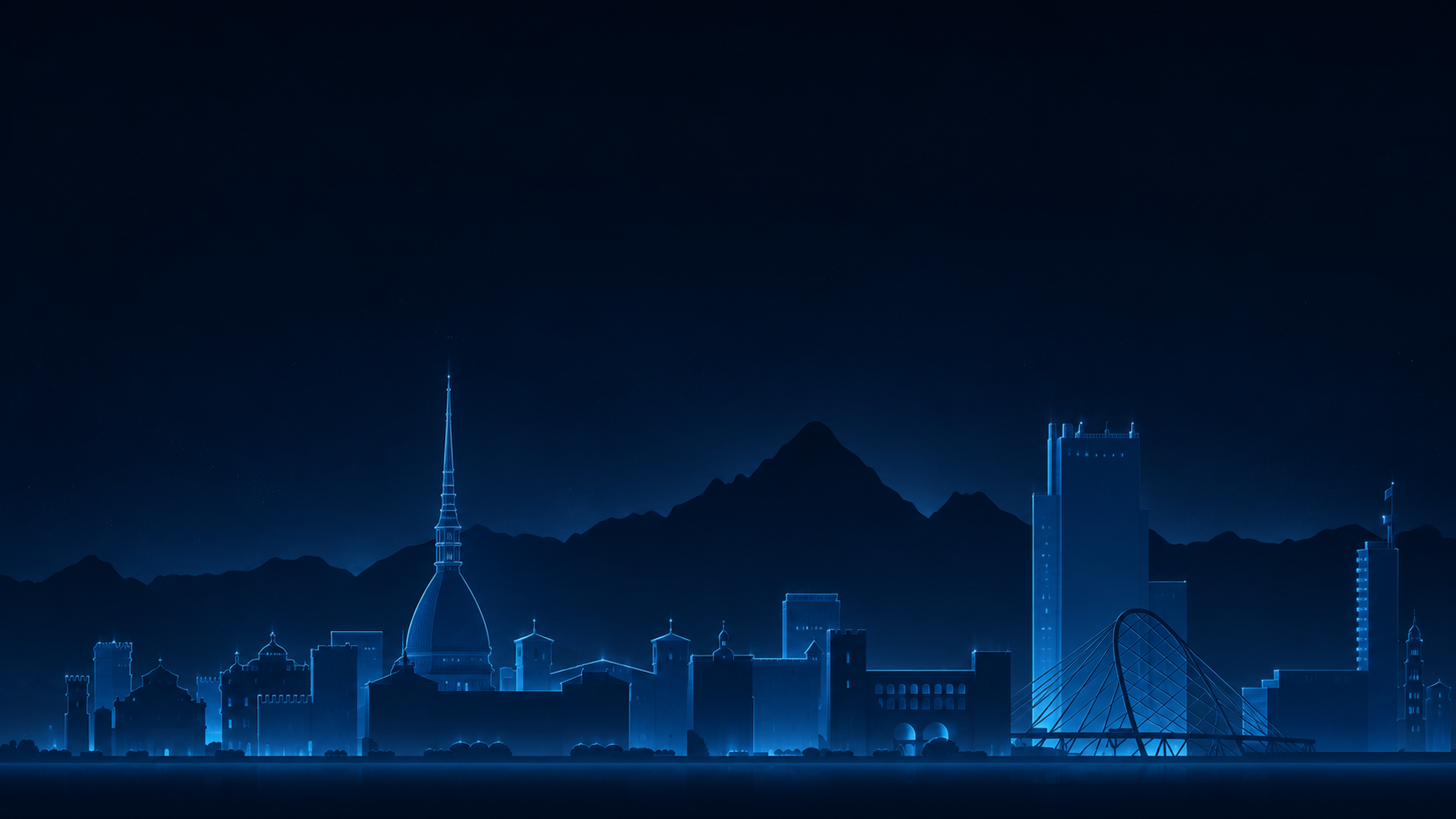 Torino notturna in monocromo blu Reactis